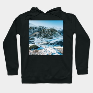 Swiss Alps - Road Through Swiss Alpine Mountains on Sunny Winter Day Hoodie